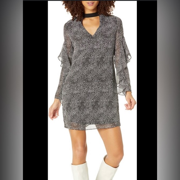 Sam Edelman NWT midi shift dress, choker neckline, bell sleeves, with slip. Sz 6 - Picture 14 of 16